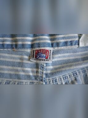 Backlroad Blues Jeanswear Label - Blue & White Striped Denim Size L